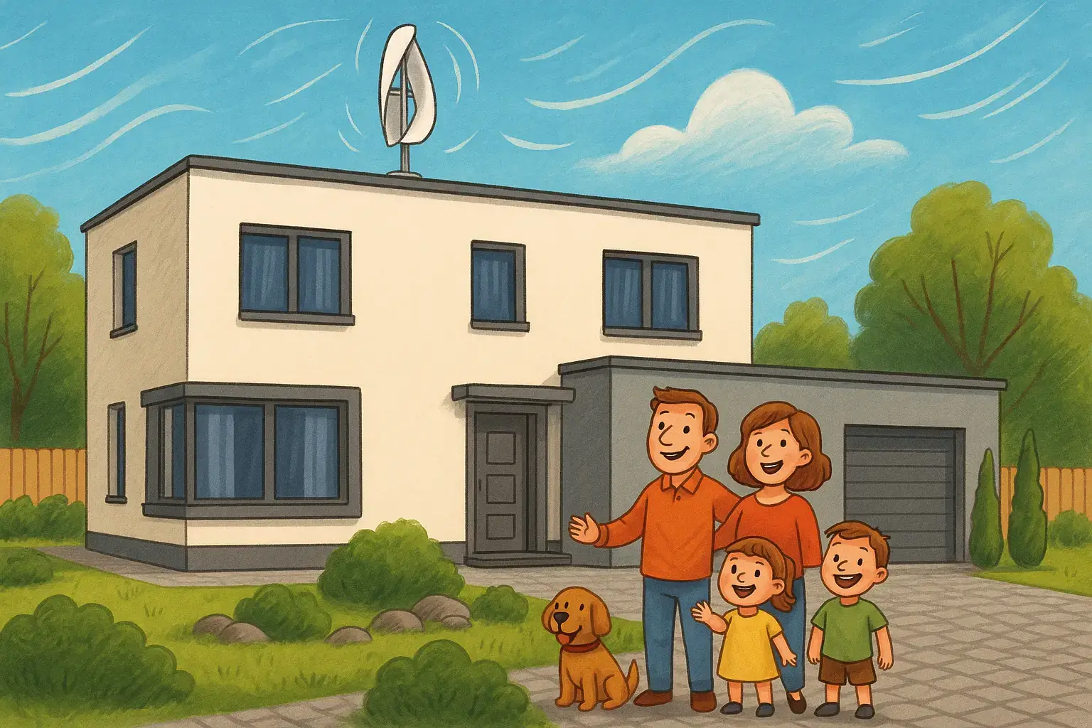 family-house-windturbine